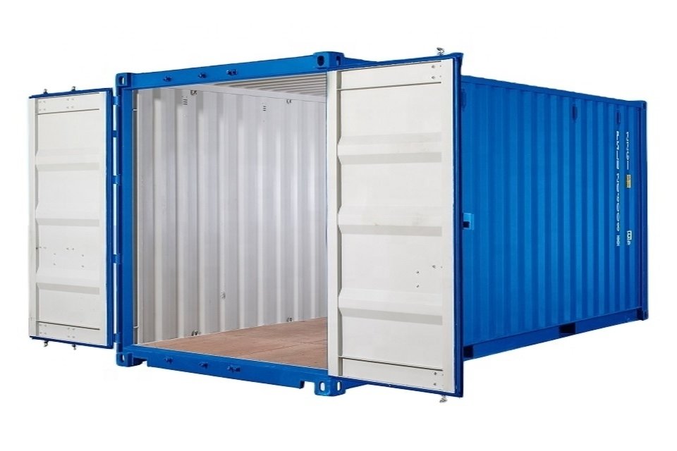 20ft Self Storage Container with Bamboo Floor – Blue (RAL 5010)